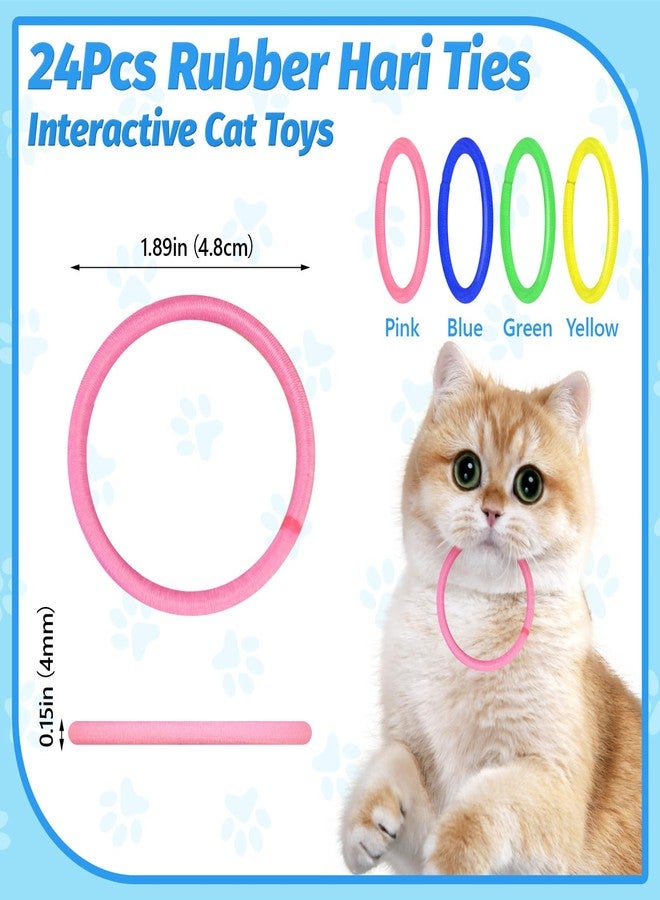 AKAIXI Cat Toys 24 PCS, Rubber Cat Chew Toy, Interactive Cat Toys to Kill Time, Colorful Bracelets Bands for Cat - Image 3